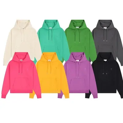 Eight plain hoodies in colours