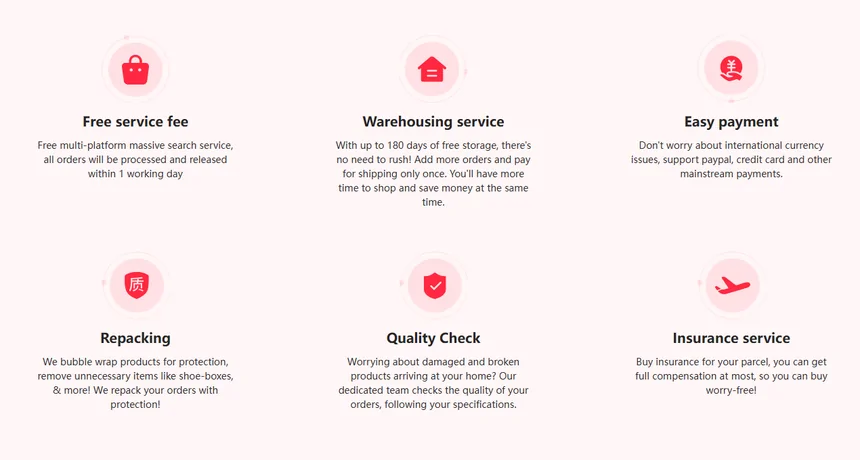 The Why choose kakobuy panel on the Kakobuy promotion page, including a warehousing service tile